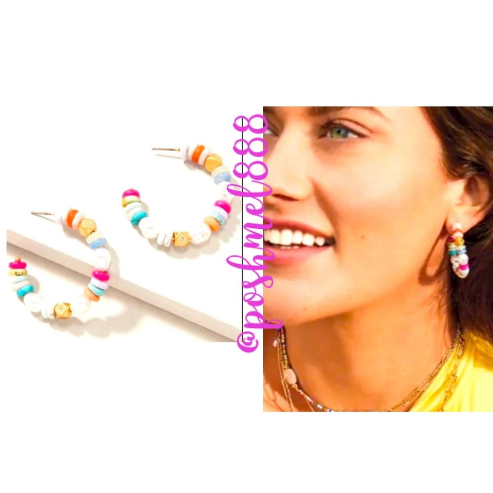 :: Stella & Dot Modern Bohemian Colorful Beaded Hoop Earrings
